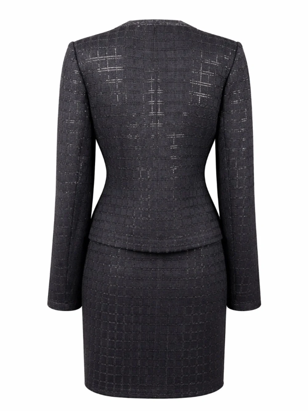 St John Evening Santana Knit Skirt Suit Set Black Metallic Sparkle Size 4 USA - Picture 6 of 14